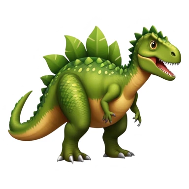 A large, herbivorous dinosaur with a sturdy, muscular build and a beaked mouth. Its skin is textured with scaly patterns in earthy tones of green and brown. It has a distinctive thumb spike on each hand, strong hind legs for walking, and a long, balanced tail sticker