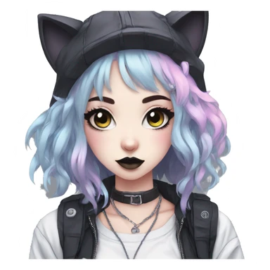Edgy Kawaii Cute Cool Pastel Cartoon Beautiful Elegant Pretty Anime Punk Techwear Gothic Catgirl sticker