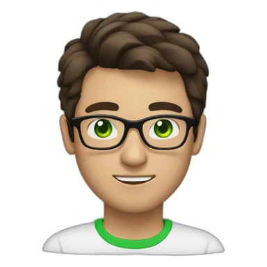 IT guy in round glasses with green eyes and dark brown hair sticker