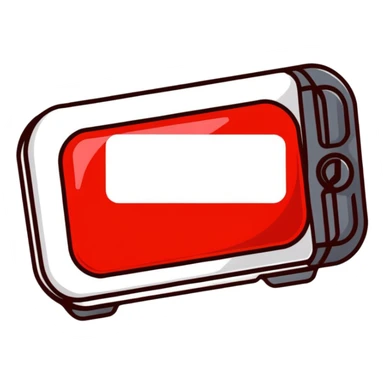 YouTube logo, red rectangle with rounded corners and white play button in the center sticker