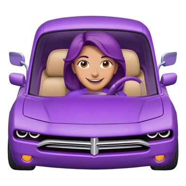mom smiling driving purple charger sticker