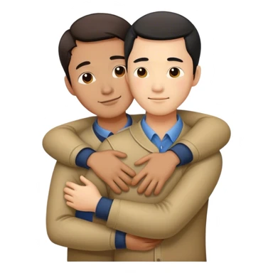 Two Chinese men hugging sticker