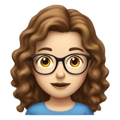 White girl with glasses and brown wavy hair reading on smart phone sticker