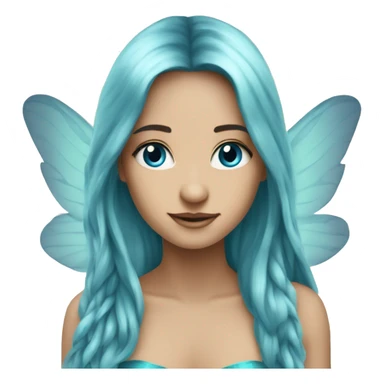 Beautiful, fairy, blue, turqoise, silver, long hair, big wings sticker