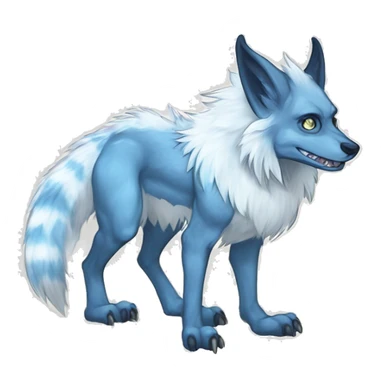 Cute Protogen-vernid-sergal-wickerbeast-fantasy-animal-fursona griffsnuff & LiLaiRa & Falvie full body white and light blue fur sticker