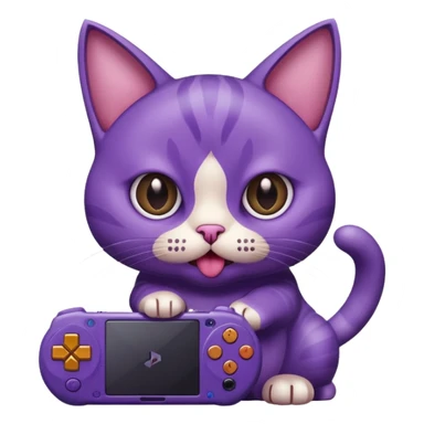 purple cat with huge eyes smelly lines and their massive brown tongue out also a playstation next to it sticker