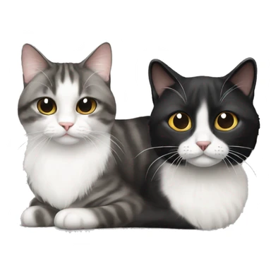 black ragdoll cat with a gray and white tabby cat sticker