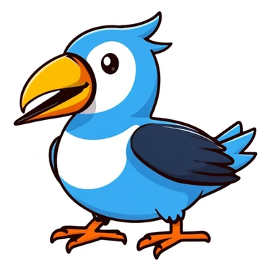 cartoonish tucano bird with bold outline sticker