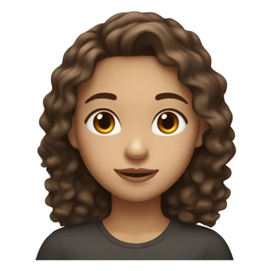 a basic emoji of me....a real pale lighskin mixed girl with dark amber colored eyes and dark auburn medium cut wavy hair with a mole on the middle of my chin and top left edges sticker