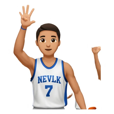 Maverick Trevillian in the crowd at an amateur basketball game. He leans towards the camera and enthusiastically shouts "six seven while performing a distinctive hand gesture: both hands open, palms facing upward, moving up and down as if weighing two options. sticker