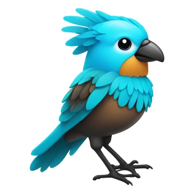 Cyan colored bird sticker