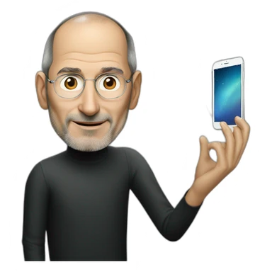 Steve jobs with iphone sticker