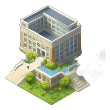 isometric-3d-university-building-landscape-sunny sticker