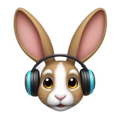 conejo rabbit wearing headphones  sticker