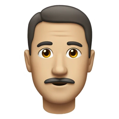 Man with angled side part and a rectangle moustache sticker