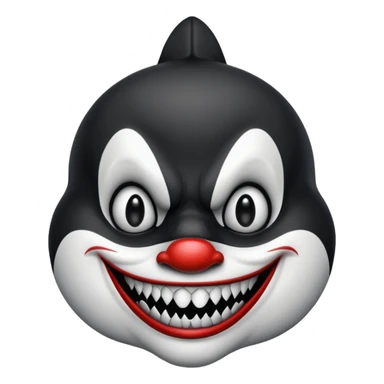 full orca not just face as an evil clown sticker