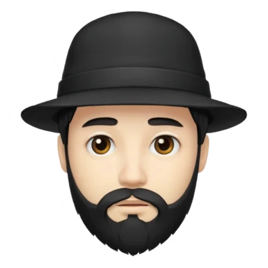 man with beard and emo hair with hat sticker