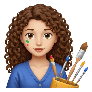 girl with long curly brown hair craft sticker