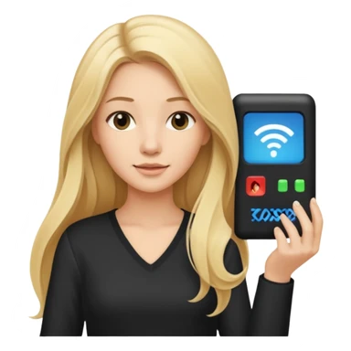 mujer  joven rubia con pelo largo con modem de internet sticker