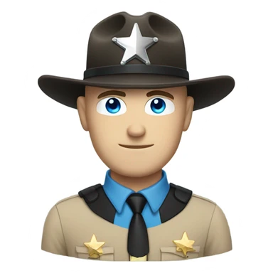 White bald sheriff with circle beard blue eyes sticker