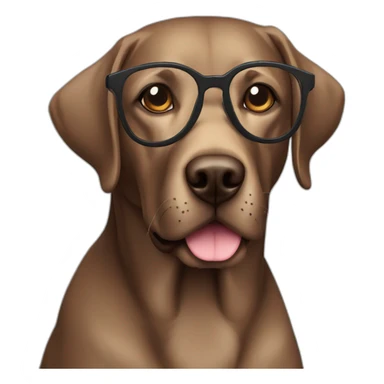 dark brown labrador with glasses sticker