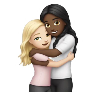 White Girl hugs white girl both with black hair sticker