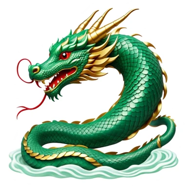 Cinematic Noble Chinese Serpent Dragon Portrait Emoji, Poised and majestic, with a sinuous, serpentine body adorned in intricately detailed scales of shimmering jade and soft vermilion, accented by delicate cloud motifs and subtle water ripple patterns; rendered with lifelike texture and gentle natural highlights, high shine, wise and enigmatic, styled with an aura of ancient dynastic grace, focused and regal, soft glowing outline, capturing the essence of a revered celestial dragon that appears ready to glide gracefully through the mists of time! sticker