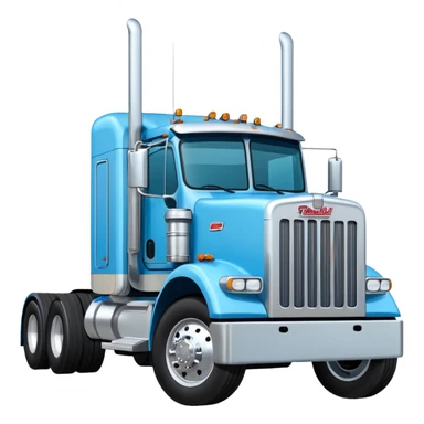 Light blue Peterbilt truck with straight stacks sticker