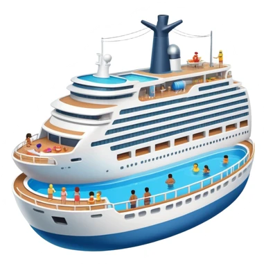 A big ship with a big pool and kitchen with 1000s of people on it sticker