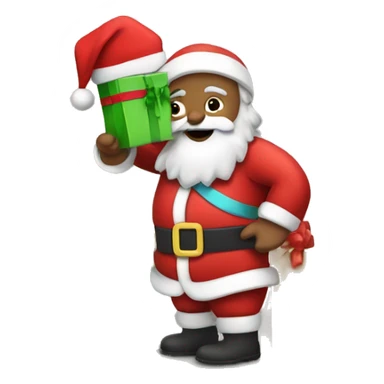 Santa putting presents under a Christmas tree		 sticker