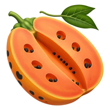A beautiful papaya fruit is peeled and has black spots.It should be very ripe.like emoji sticker