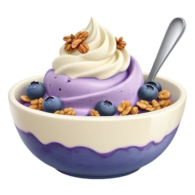 Blueberry ice cream in a bowl with granola sticker