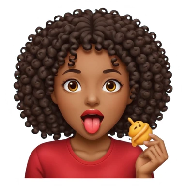 uma mulher negra com cachos com cara de safada mordendo a língua  sticker