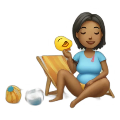 embarazada en playa sticker