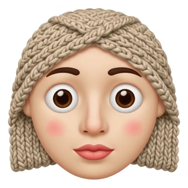 full face with nose, eyes, lips etc. look like knitted sticker