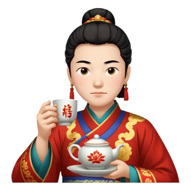 Lu bu squinting while drinking tea  sticker