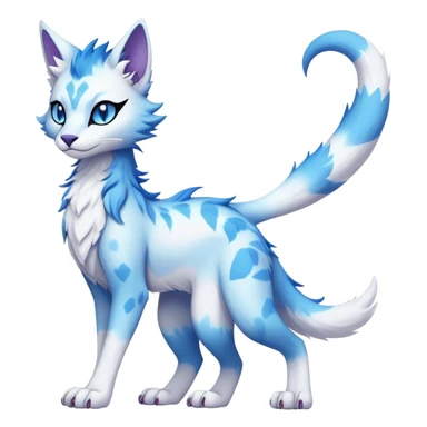 Kawaii dark edgy fantasy pastel ethereal feline-vernid-sergal-fursona animal creature with a tufted tail full body sticker