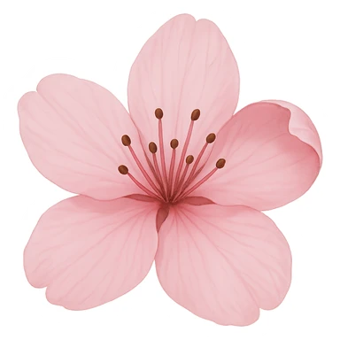 pink cherry blossom with a curled petal, no background sticker