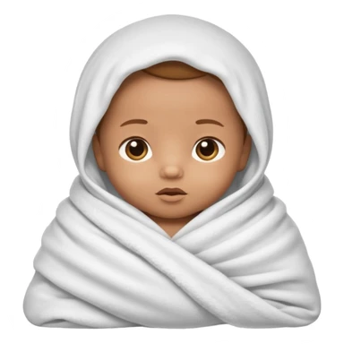 light brown skinned baby swaddled in a white blanket sticker