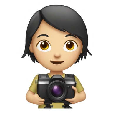 asian girl with video camera sticker