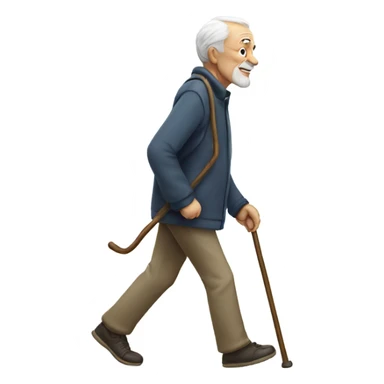 Old man walking with cane sticker