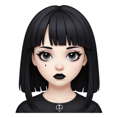 goth girl with black hair and bangs sticker