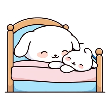 cinnamoroll character sleeping in bed sticker