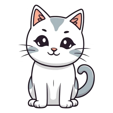 cat grey white sticker