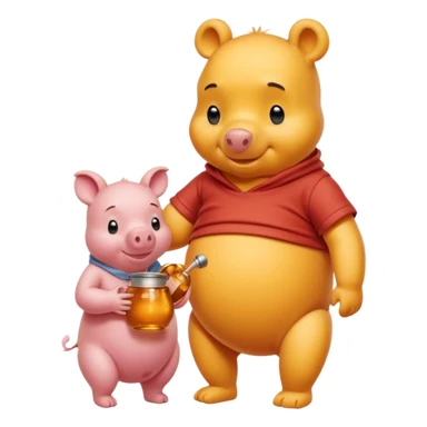 winnie the pooh whole body with honey and Piglet sticker
