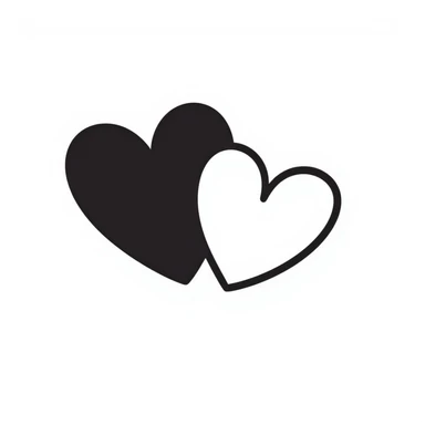 two hearts hand drawn doodle style sticker