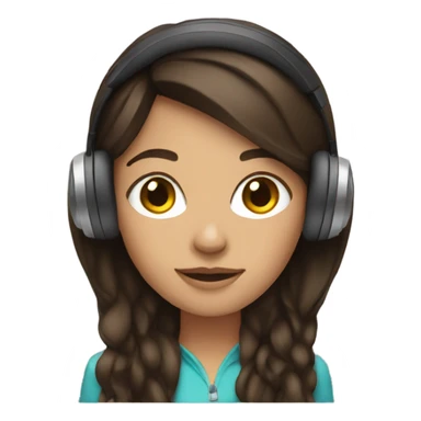 brunette with headphones  sticker