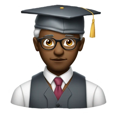 Create a headshot of a black professor with very round glasses and Ascot cap with hand under his chin looking quizzical sticker