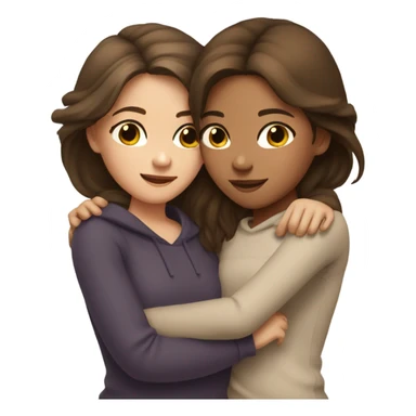 lesbian cuddles dark brown hair girl and light brown hair girl  sticker