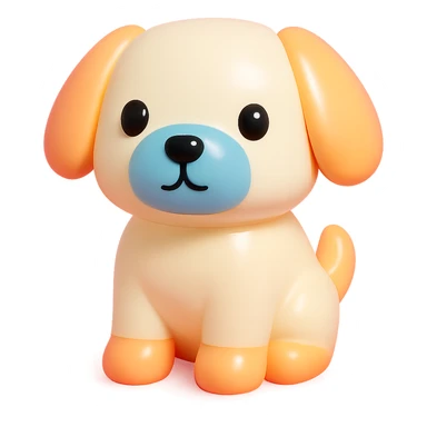               Transform {subject} into a soft vinyl figure with a smooth, glossy surface. The material should look slightly rubbery and tactile, with minimalistic curves and a matte-gloss hybrid finish. Use pastel or soft solid colors. The surface is seamless, with no visible textures or roughness. Studio lighting, vibrant background, clean, playful, designer toy aesthetic and no shadows. {subject} = dog sticker